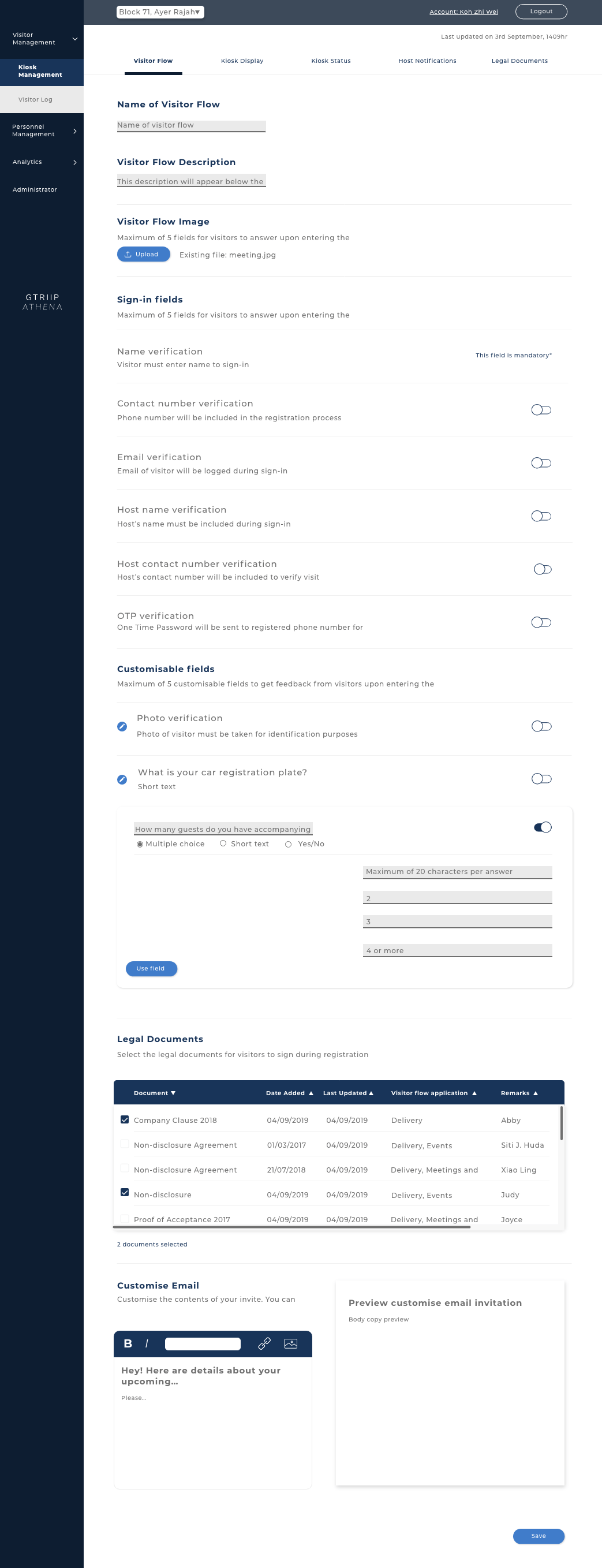 01 - Visitor Management - Kiosk Management - Visitor Flow - Add New-Edit – 1